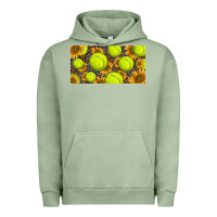 Pigment Oil Green tennis ball with sunflower and racket  licence plato Urban Hoodie - BarkalooDesign