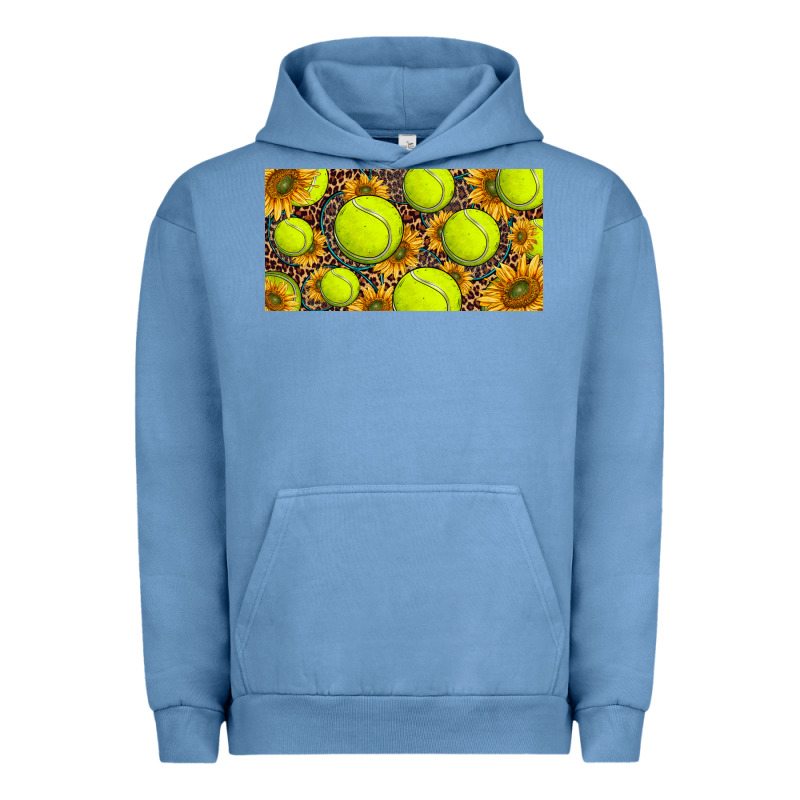 Tennis Ball With Sunflower And Racket  Licence Plato Urban Hoodie by BarkalooDesign | Teevron