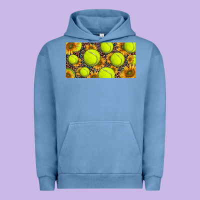 Tennis Ball With Sunflower And Racket  Licence Plato Urban Hoodie Designed By Barkaloodesign