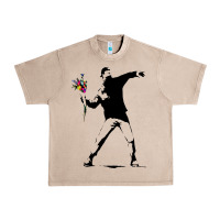 French Oak banksy protester throwing flowers Urban Heavy Tee - lanVoArt