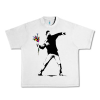 Lunar Rock banksy protester throwing flowers Urban Heavy Tee - lanVoArt