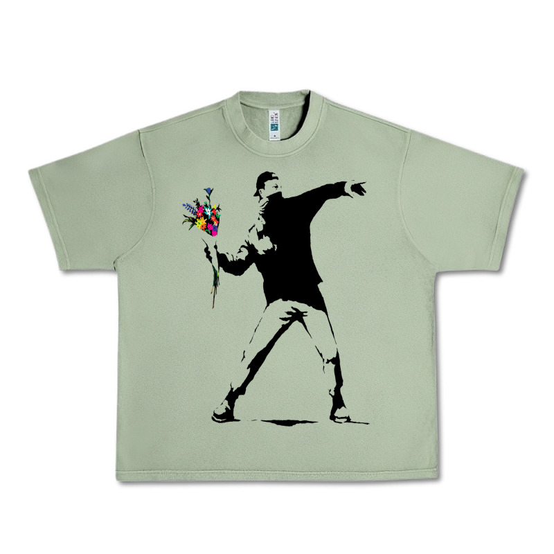 Banksy Protester Throwing Flowers Urban Heavy Tee by lanVoArt | Teevron