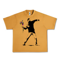 Peanut Butter banksy protester throwing flowers Urban Heavy Tee - lanVoArt
