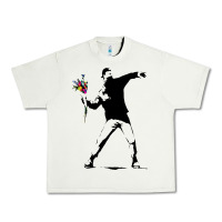 Pistachio banksy protester throwing flowers Urban Heavy Tee - lanVoArt