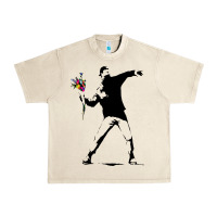 Sandshell banksy protester throwing flowers Urban Heavy Tee - lanVoArt