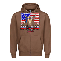Chestnut American junkie Zipper Hoodie - CowhideDigitalArt