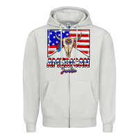 Dove Grey American junkie Zipper Hoodie - CowhideDigitalArt