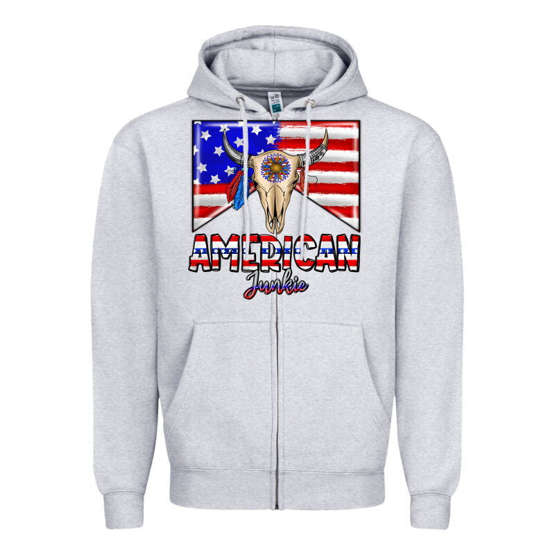 American Junkie Zipper Hoodie by CowhideDigitalArt | Teevron