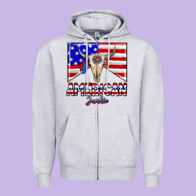 American Junkie Zipper Hoodie Designed By Cowhidedigitalart
