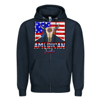 Navy American junkie Zipper Hoodie - CowhideDigitalArt