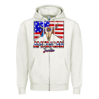 Oatmeal Heather American junkie Zipper Hoodie - CowhideDigitalArt