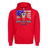 Red American junkie Zipper Hoodie - CowhideDigitalArt
