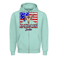 Seafoam American junkie Zipper Hoodie - CowhideDigitalArt