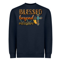 Navy Blessed Beyond Measure Heavyweight Sweatshirt - BundleAndBundleShop