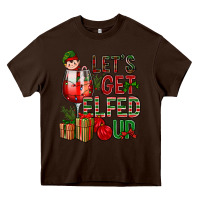 Chocolate Brown Let's Get Elfed Up Christmas Heavy Core Tee - BundleAndBundleShop