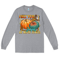 Heather Grey fall for jesus he never fails Long Sleeve Tee - CowGirlArtShop