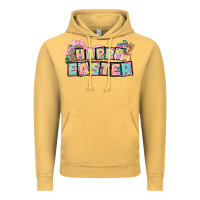 Vintage Mustard Happy Easter plate letters Easter Day Vintage Hoodie - HowdyJamesFarm