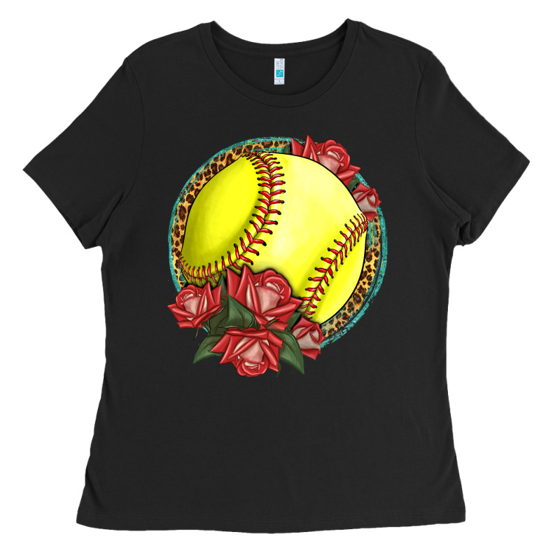 Western Softball With Roses Ladies Tee by LillyAllenDesigns | Teevron