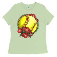 Matcha Western Softball With Roses Ladies Tee - LillyAllenDesigns