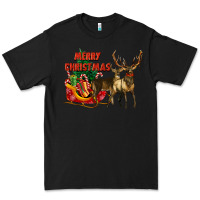 Black merry christmas two deers Premium Tee - LillyAllenDesigns