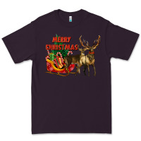 Plum merry christmas two deers Premium Tee - LillyAllenDesigns