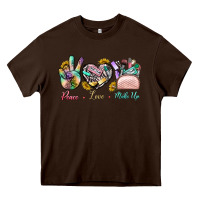 Chocolate Brown Peace Love Make Up Heavy Core Tee - BundleAndBundleShop
