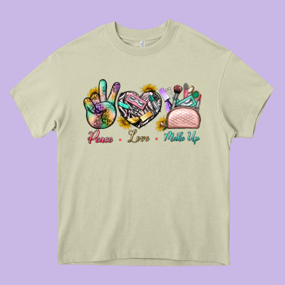 Peace Love Make Up Heavy Core Tee Designed By Bundleandbundleshop