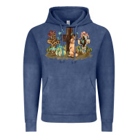 Vintage Denim Western rabbit bunny with crosses Easter Day Vintage Hoodie - HowdyJamesFarm