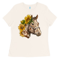 Bone appaloosa horse with sunflowers Ladies Tee - LillyAllenDesigns