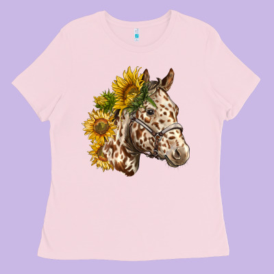 Appaloosa Horse With Sunflowers Ladies Tee Designed By Lillyallendesigns