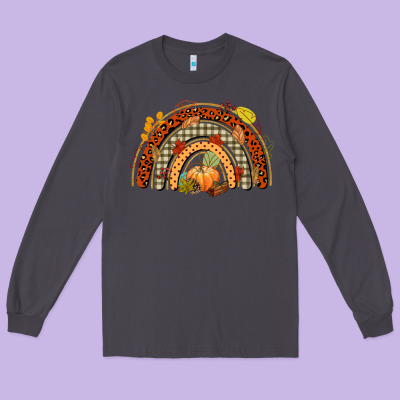 Fall Rainbow Long Sleeve Tee Designed By Cowgirlartshop