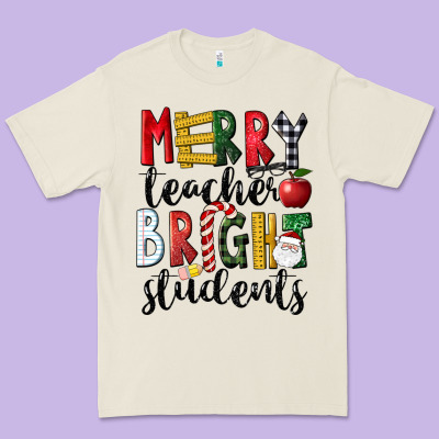 Merry Teacher Bright Students Christmas Premium Tee Designed By Lillyallendesigns