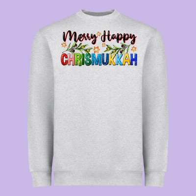 Merry Happy Chrismukkah With Olive Branch Heavyweight Sweatshirt Designed By Fadigitalartstudio