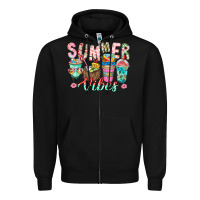 Black Summer Vibes Zipper Hoodie - CowhideDigitalArt
