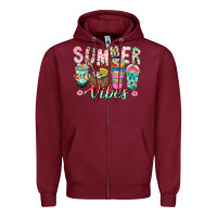Burgundy Summer Vibes Zipper Hoodie - CowhideDigitalArt
