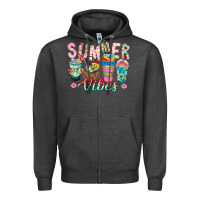 Charcoal Heather Summer Vibes Zipper Hoodie - CowhideDigitalArt