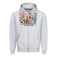 Heather Grey Summer Vibes Zipper Hoodie - CowhideDigitalArt