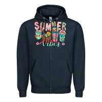 Navy Summer Vibes Zipper Hoodie - CowhideDigitalArt