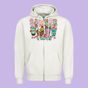 Summer Vibes Zipper Hoodie Designed By Cowhidedigitalart