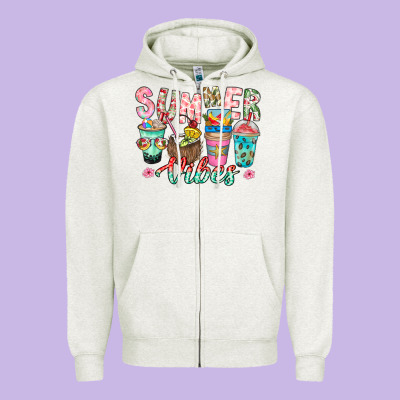 Summer Vibes Zipper Hoodie Designed By Cowhidedigitalart