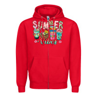 Red Summer Vibes Zipper Hoodie - CowhideDigitalArt