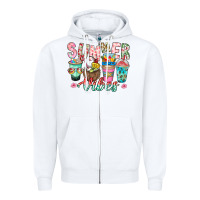 White Summer Vibes Zipper Hoodie - CowhideDigitalArt