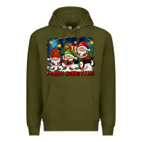 Army Green merry christmas gnomies wagon Premium Hoodie - FaDigitalArtStudio