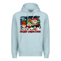 Blue Mist merry christmas gnomies wagon Premium Hoodie - FaDigitalArtStudio