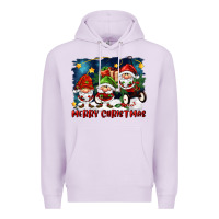 Lilac merry christmas gnomies wagon Premium Hoodie - FaDigitalArtStudio