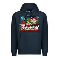 Navy merry christmas gnomies wagon Premium Hoodie - FaDigitalArtStudio