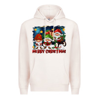 Pale Pink merry christmas gnomies wagon Premium Hoodie - FaDigitalArtStudio
