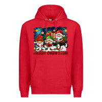 Red merry christmas gnomies wagon Premium Hoodie - FaDigitalArtStudio
