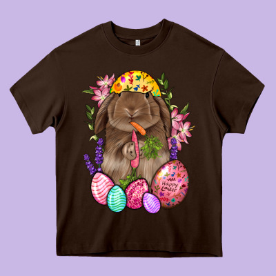 Rabbit And Carrot Easter Heavy Core Tee Designed By Bundleandbundleshop