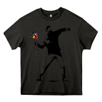 Asphalt banksy protester throwing flowers Heavy Core Tee - lanVoArt
